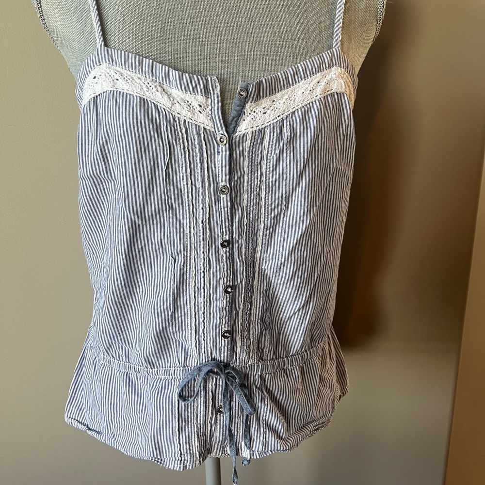 Garage Blue and White Striped Tank Top
